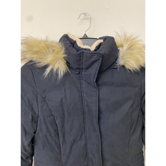 Nautica Women's Black Faux Fur Trim Hooded Puffer Coat Size M Defected (RIPPED) - Picture 3 of 8